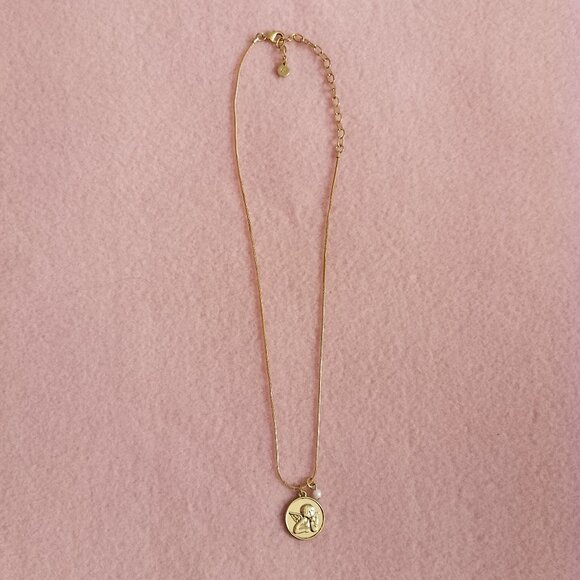 RJ Graziano CN Necklace, Gold Tone with Raphael Cherub Pendant - Picture 2 of 6